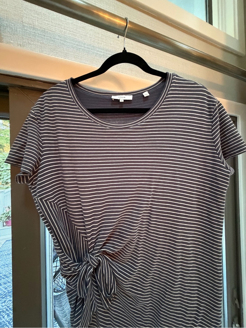 Vince Side-Tie Striped T-Shirt Dress - Navy & White - Picture 5 of 8